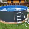 Каркасный бассейн 350х150см Лагуна морозоустойчивый круглый, цвет платина, скиммер + форсунка
