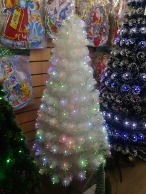 Искусственная елка белая оптоволоконная 150 см со светодиодами
