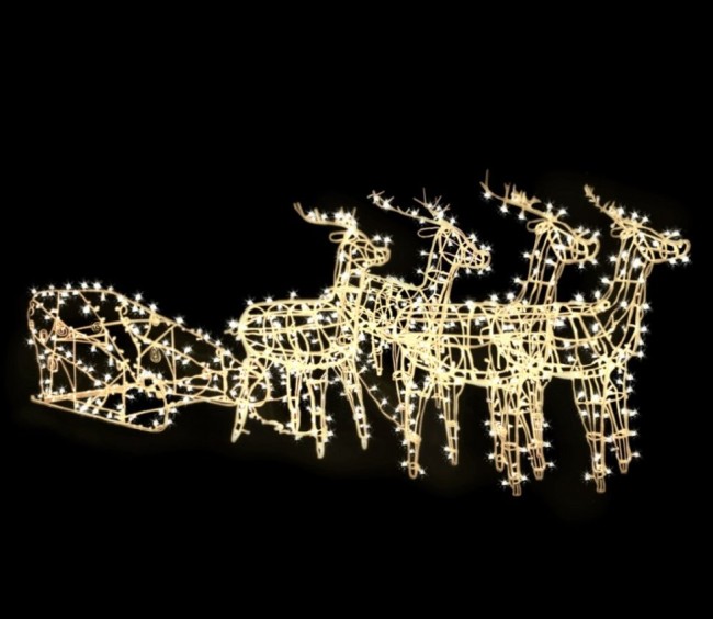 Новогодняя световая композиция Сани и 4 оленя