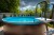 Морозоустойчивый бассейн 366х125см Larimar круглый цвет шоколад, лестница, фильтр насос, скиммер, песок