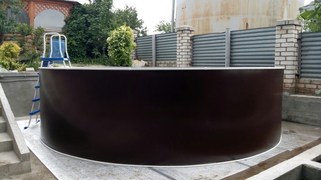Каркасный бассейн 305х125см Лагуна морозоустойчивый круглый, цвет шоколад, скиммер + форсунка